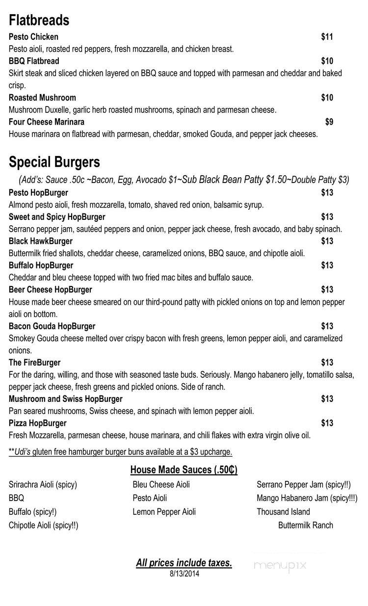 Hopscotch Beer and Whiskey - Franklin Park, IL menu_pic