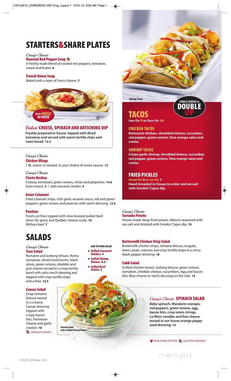 Casey's Bar & Grill - Brantford, ON menu_pic