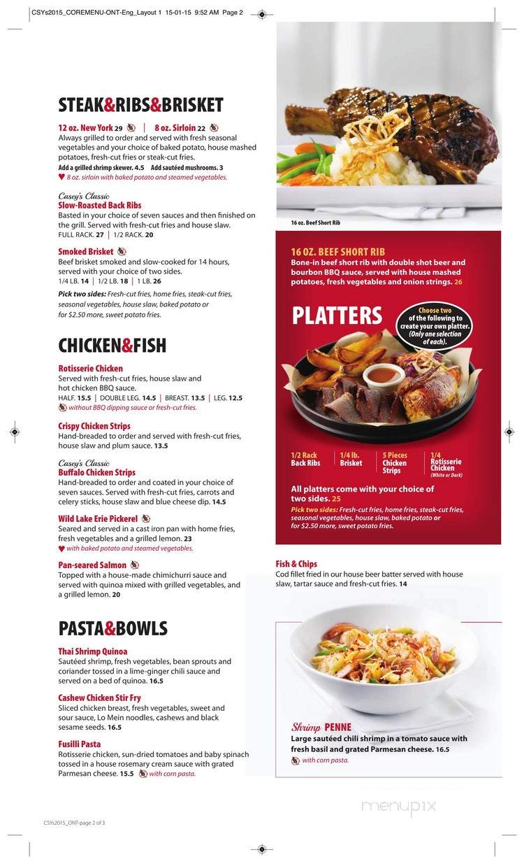 Casey's Bar & Grill - Brantford, ON menu_pic