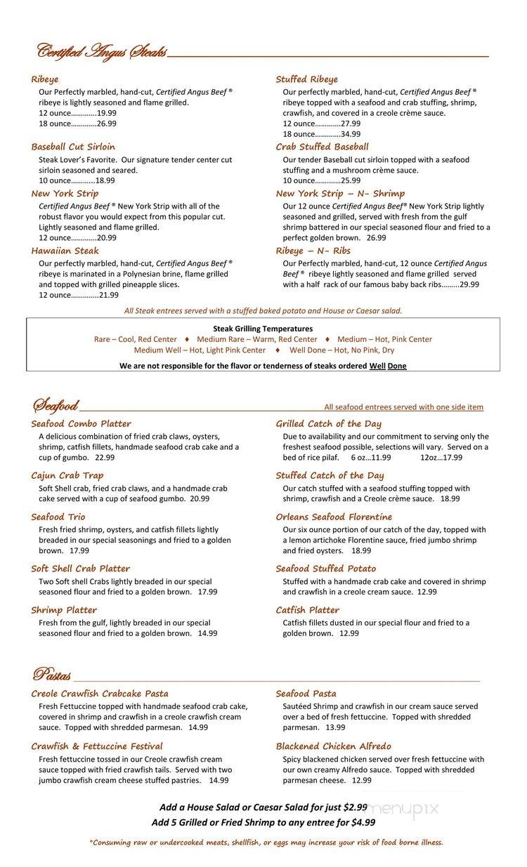 Chesterfield's Bar Grill - Slidell, LA menu_pic
