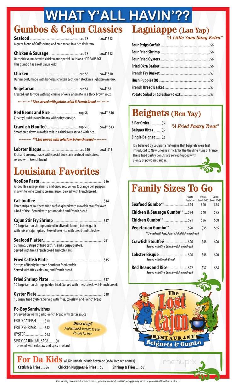 The Lost Cajun - Rochester, MN menu_pic