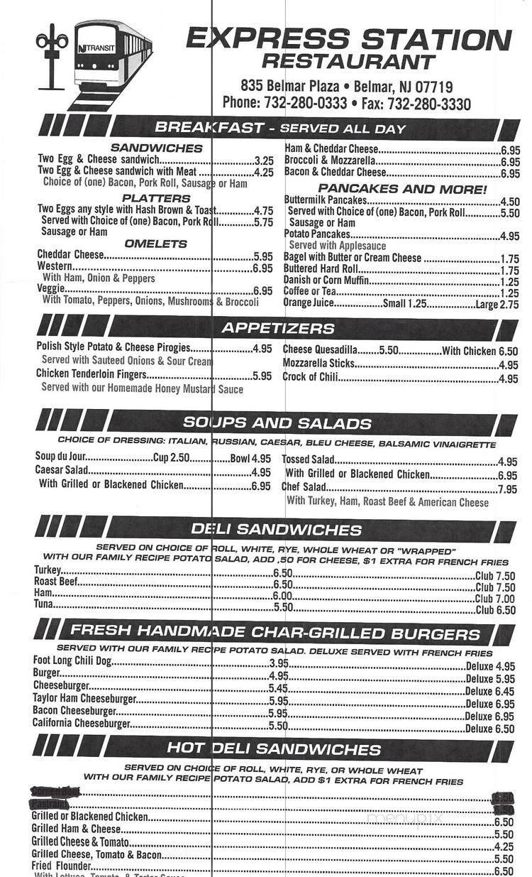 Express Station Inc - Belmar, NJ menu_pic