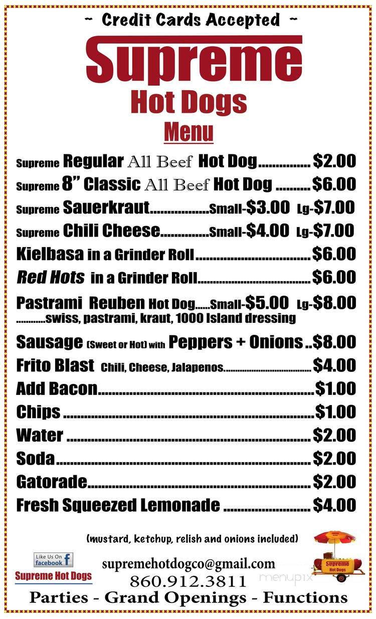 Supreme Hot Dogs - Groton, CT menu_pic