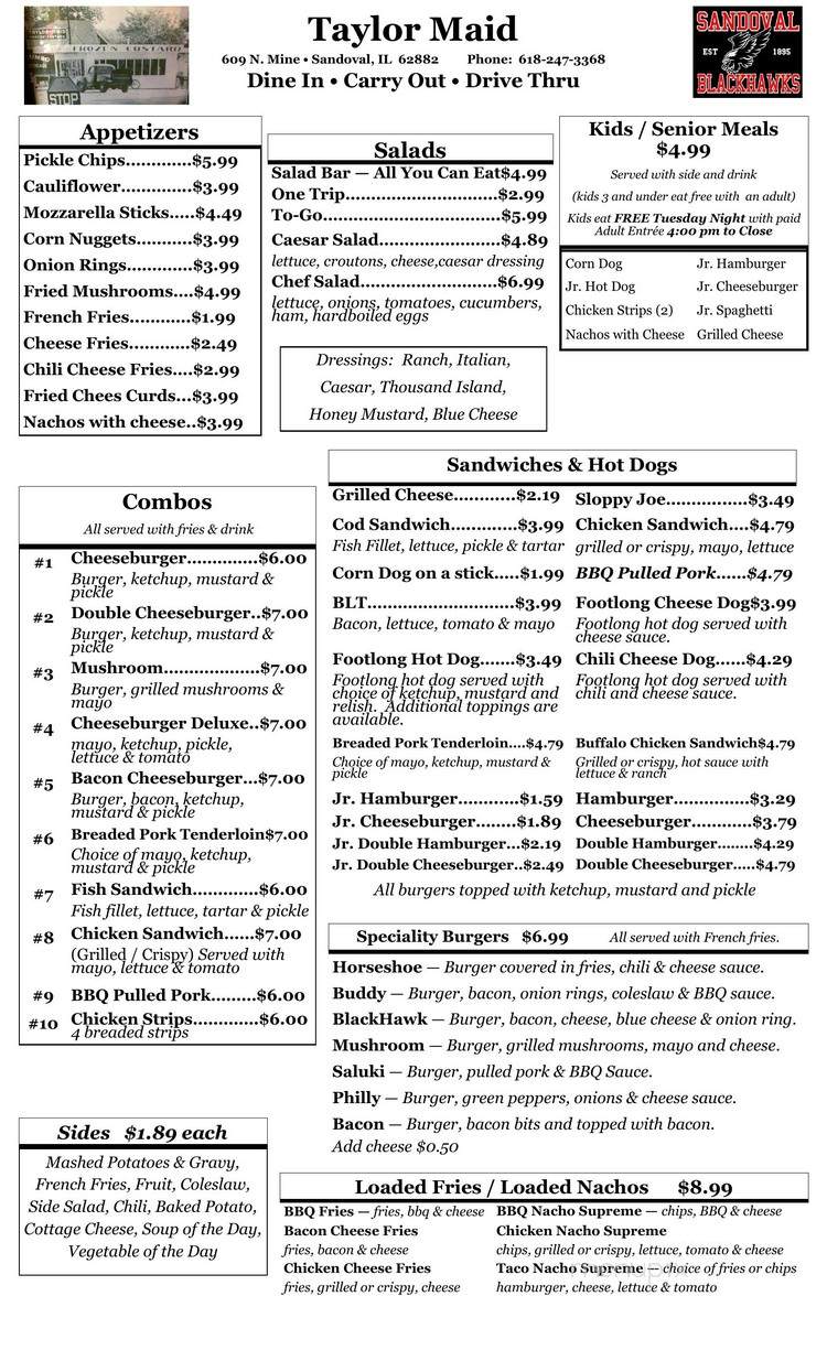 Taylor Maid - Sandoval, IL menu_pic