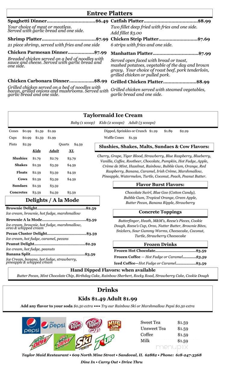 Taylor Maid - Sandoval, IL menu_pic