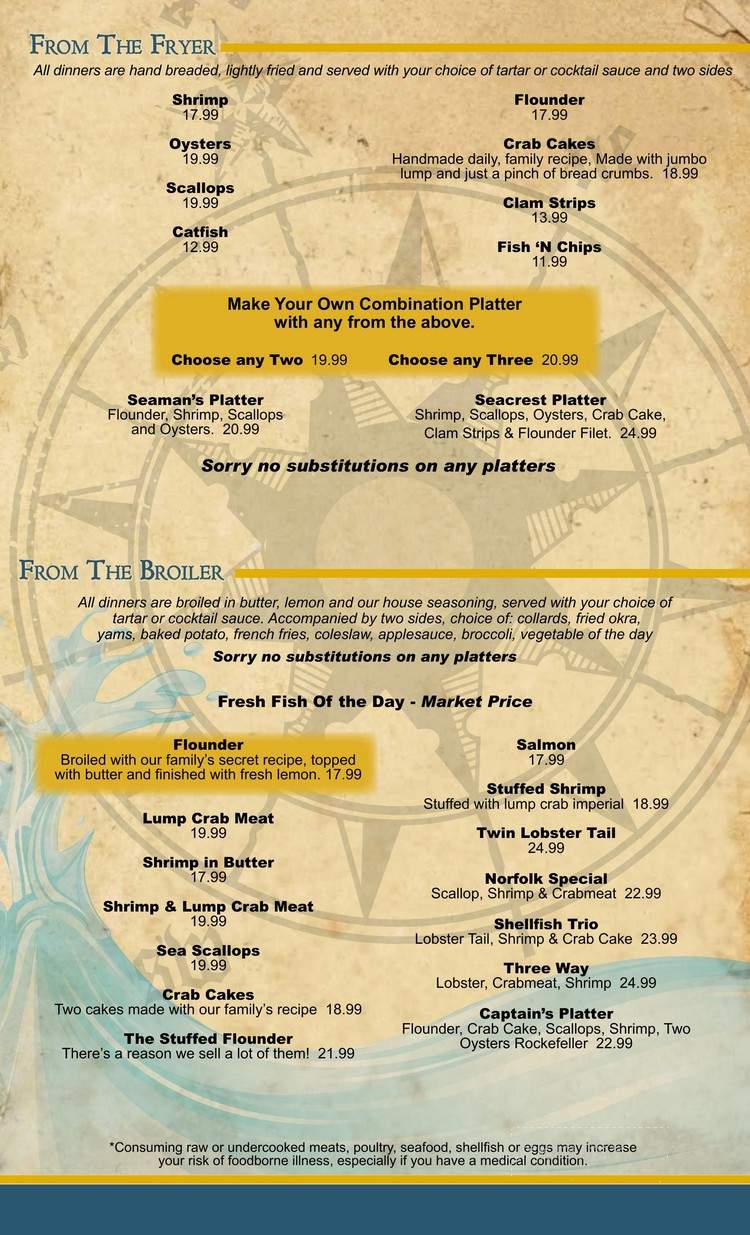 Seacrest Restaurant - Virginia Beach, VA menu_pic