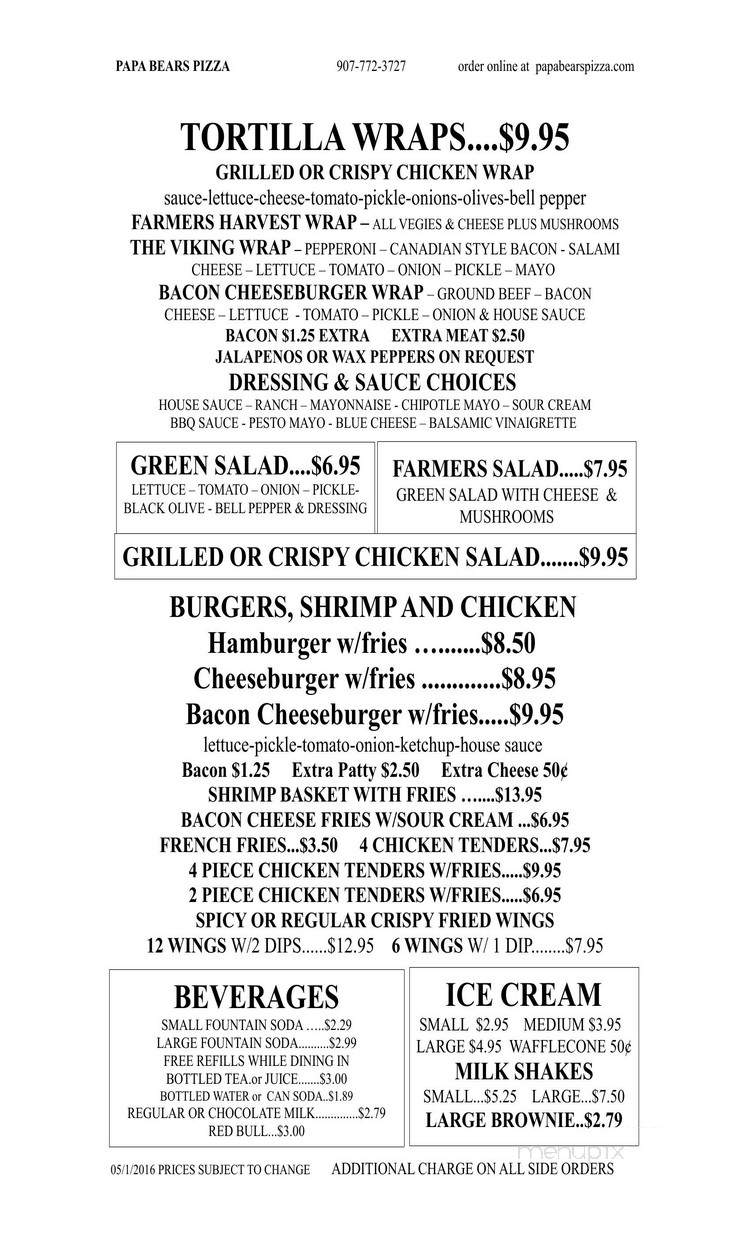Studebaker's Pizza - Petersburg, AK menu_pic