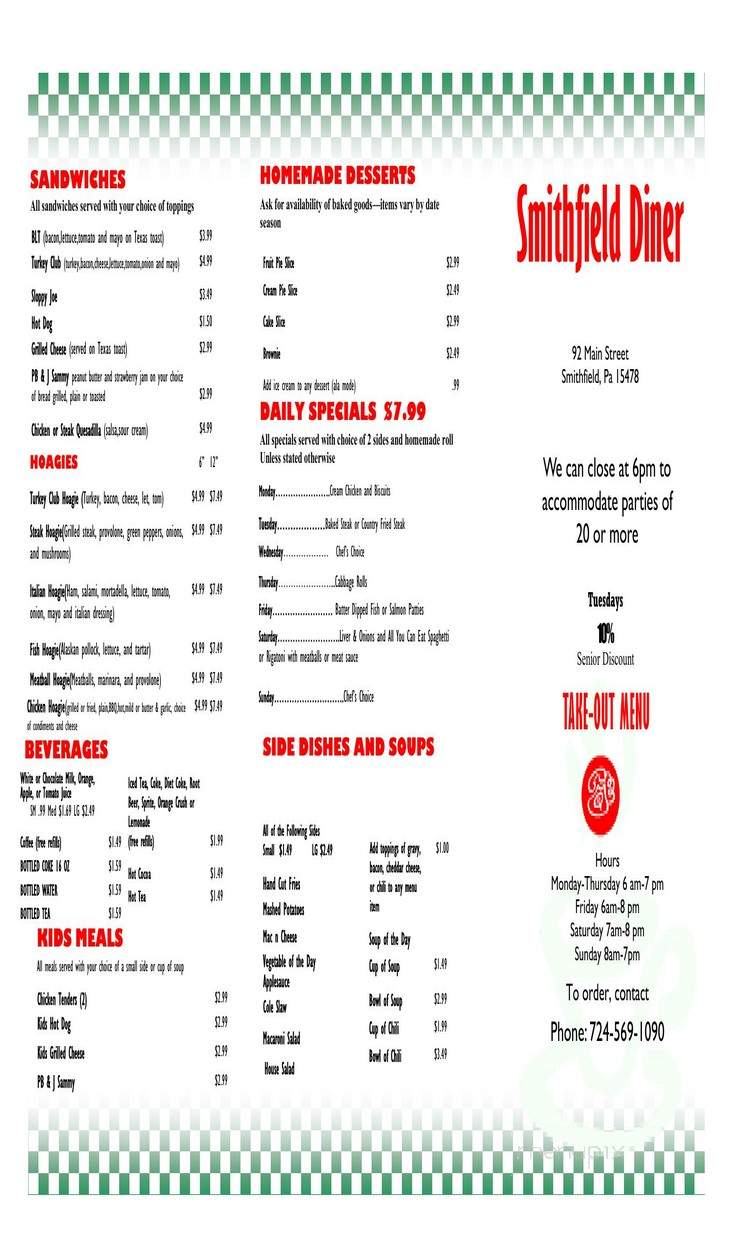 Smithfield Diner - Smithfield, PA menu_pic