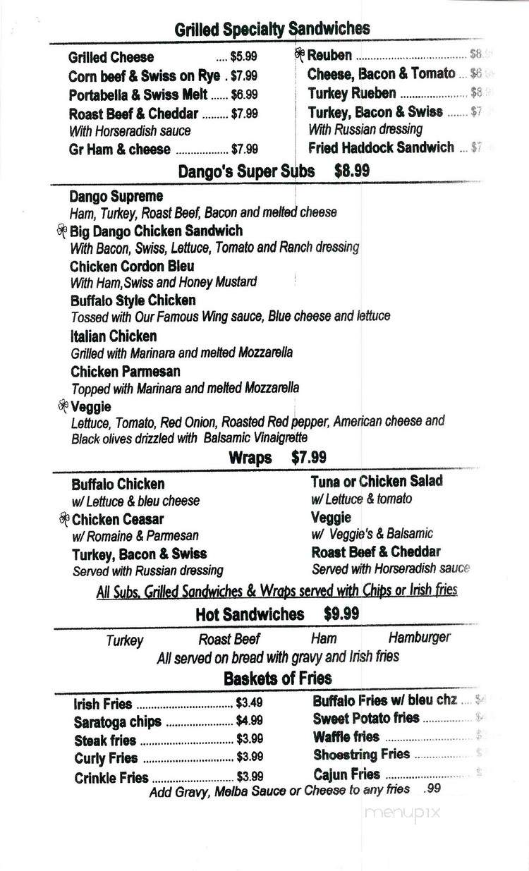 Dango's Dugout - South Glens Falls, NY menu_pic