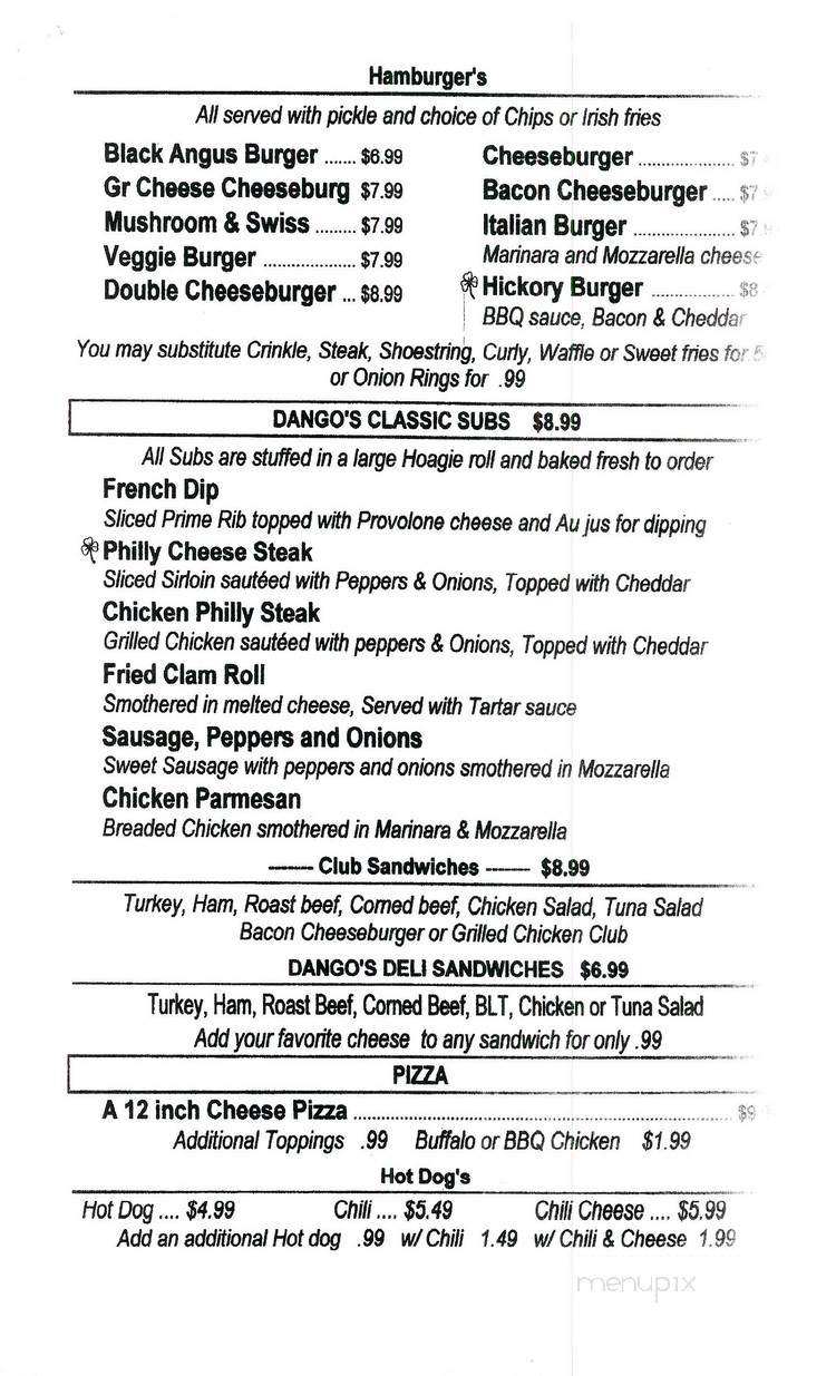 Dango's Dugout - South Glens Falls, NY menu_pic