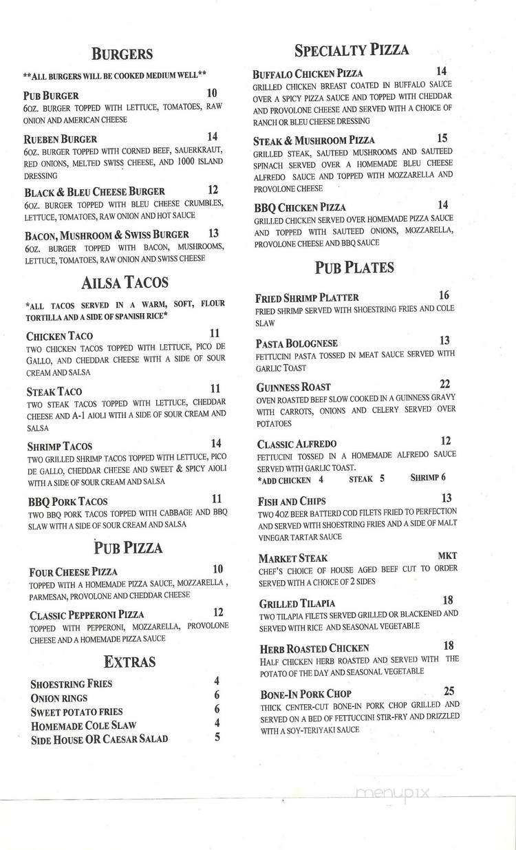 Ailsa Pub - Myrtle Beach, SC menu_pic