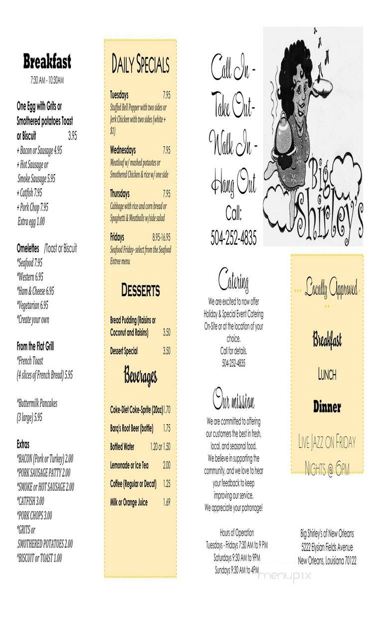 Big Shirley's Of New Orleans - New Orleans, LA menu_pic