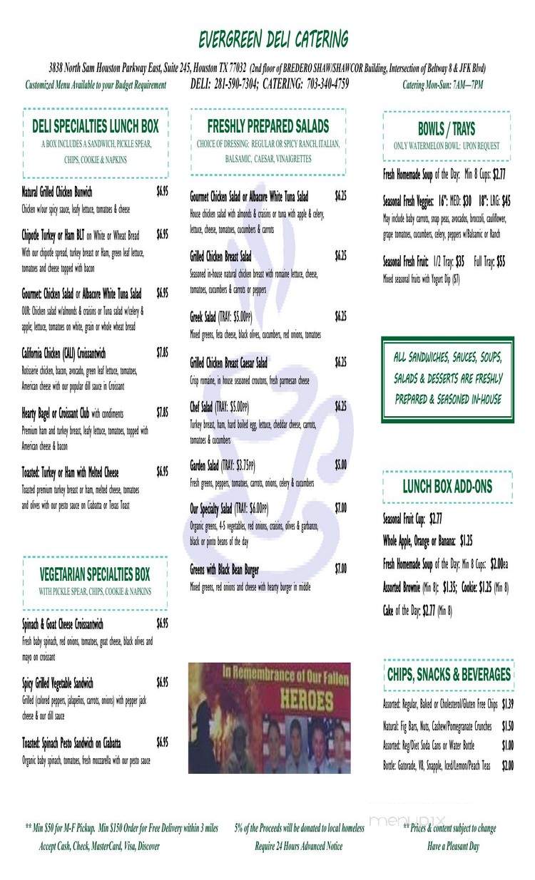 Evergreen Deli - Houston, TX menu_pic