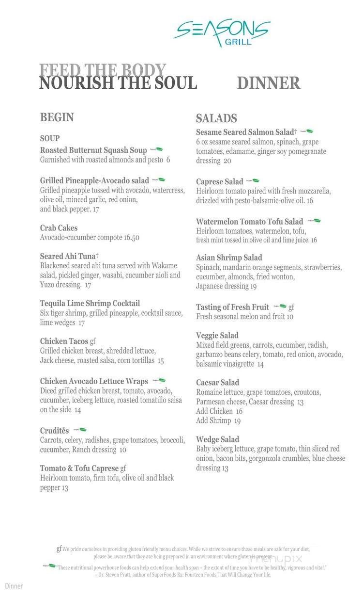 Seasons Grill - Rancho Mirage, CA menu_pic