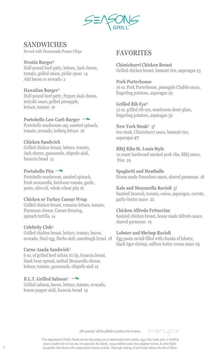 Seasons Grill - Rancho Mirage, CA menu_pic