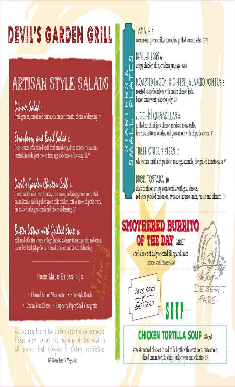 Devil's Garden Grill - Escalante, UT menu_pic