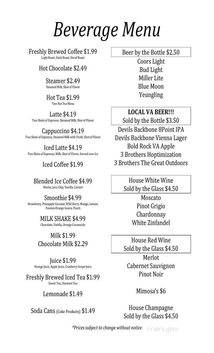 Skyline Cafe & Art - Elkton, VA, VA menu_pic