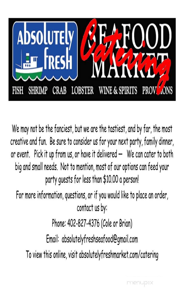 Absolutely Fresh Seafood Market - Omaha, NE menu_pic