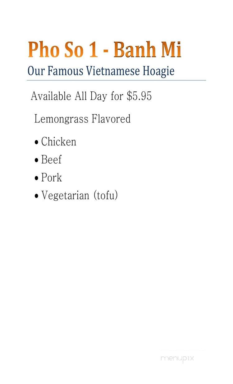 Pho So 1 - Cherry Hill, NJ menu_pic