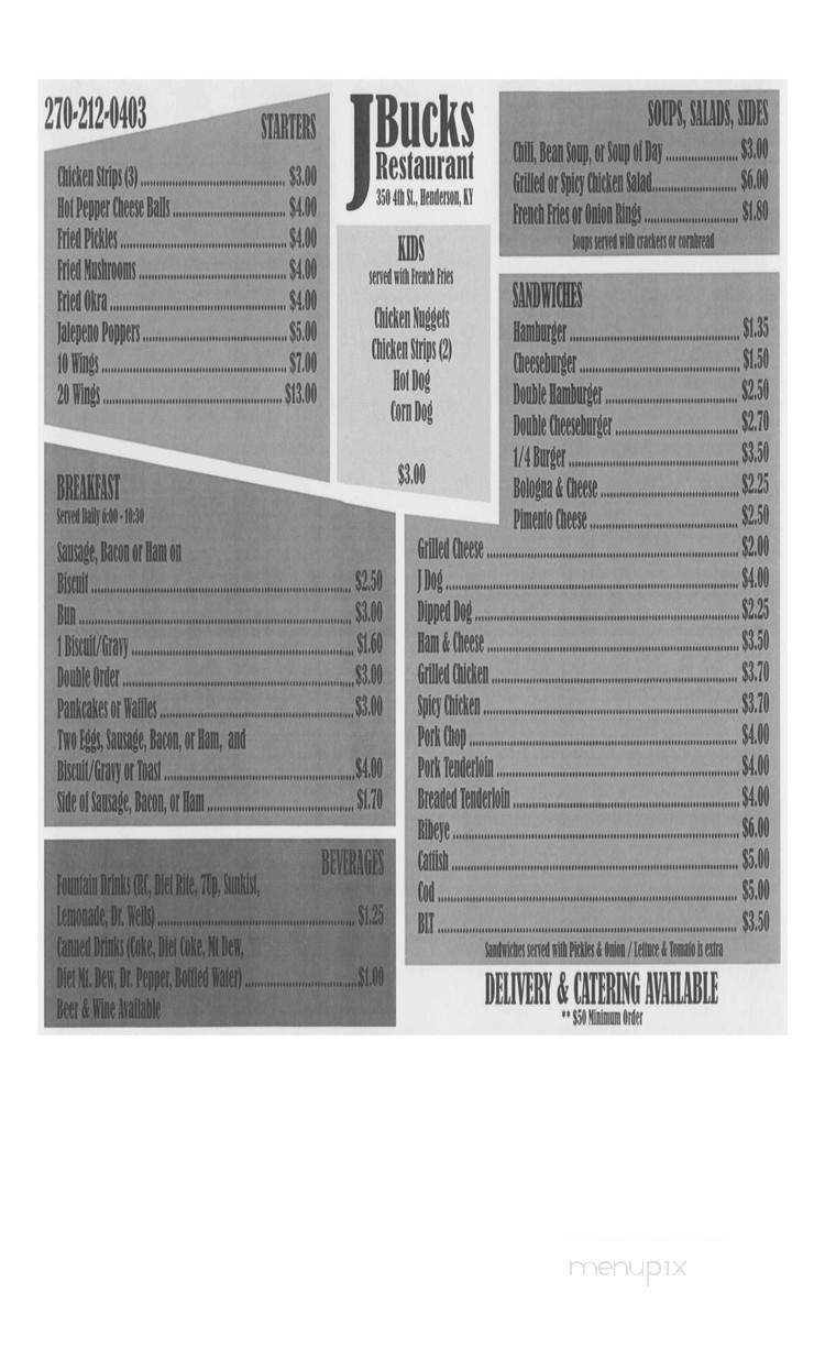 Jbucks - Henderson, KY menu_pic