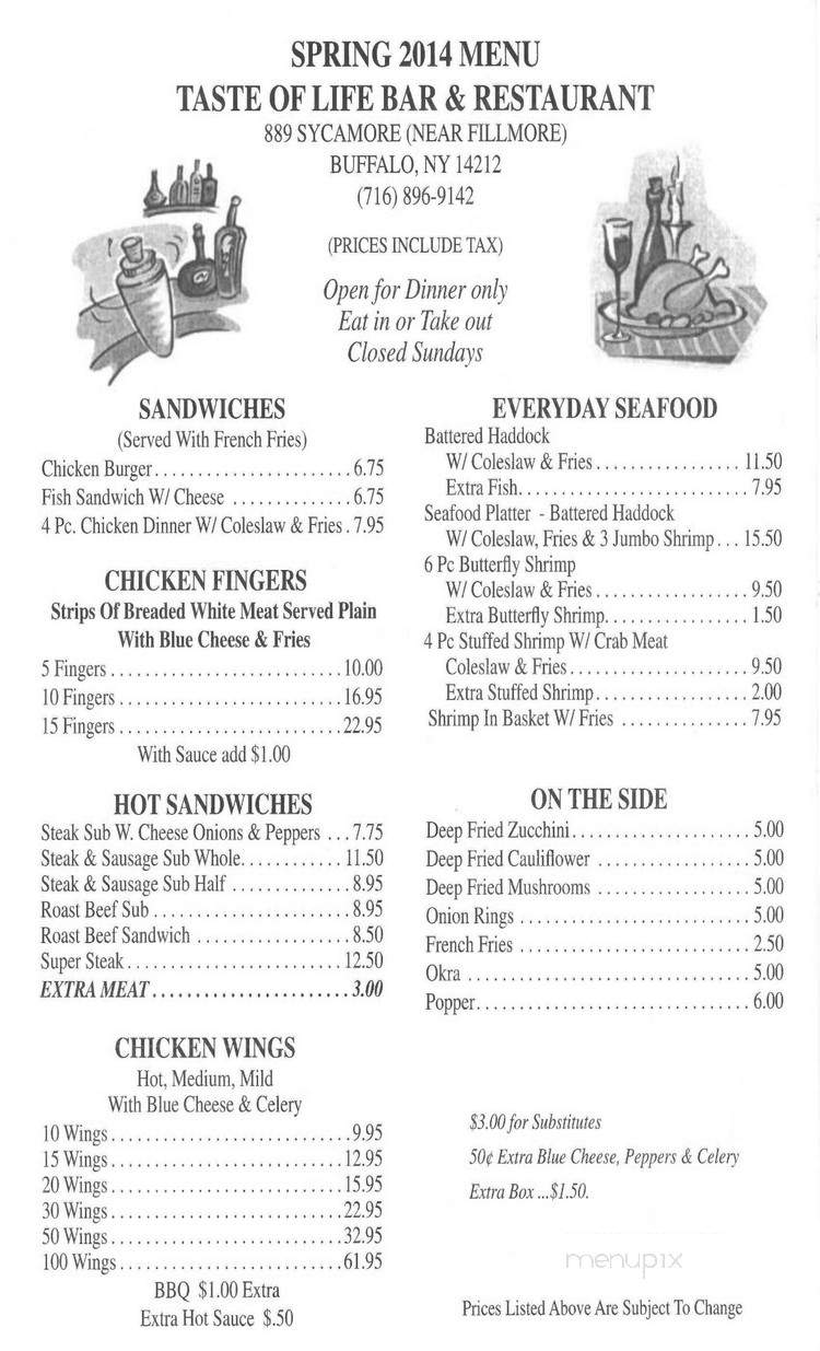 Taste Of Life - Buffalo, NY menu_pic