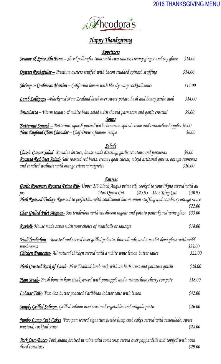 Theodora's - Drums, PA menu_pic