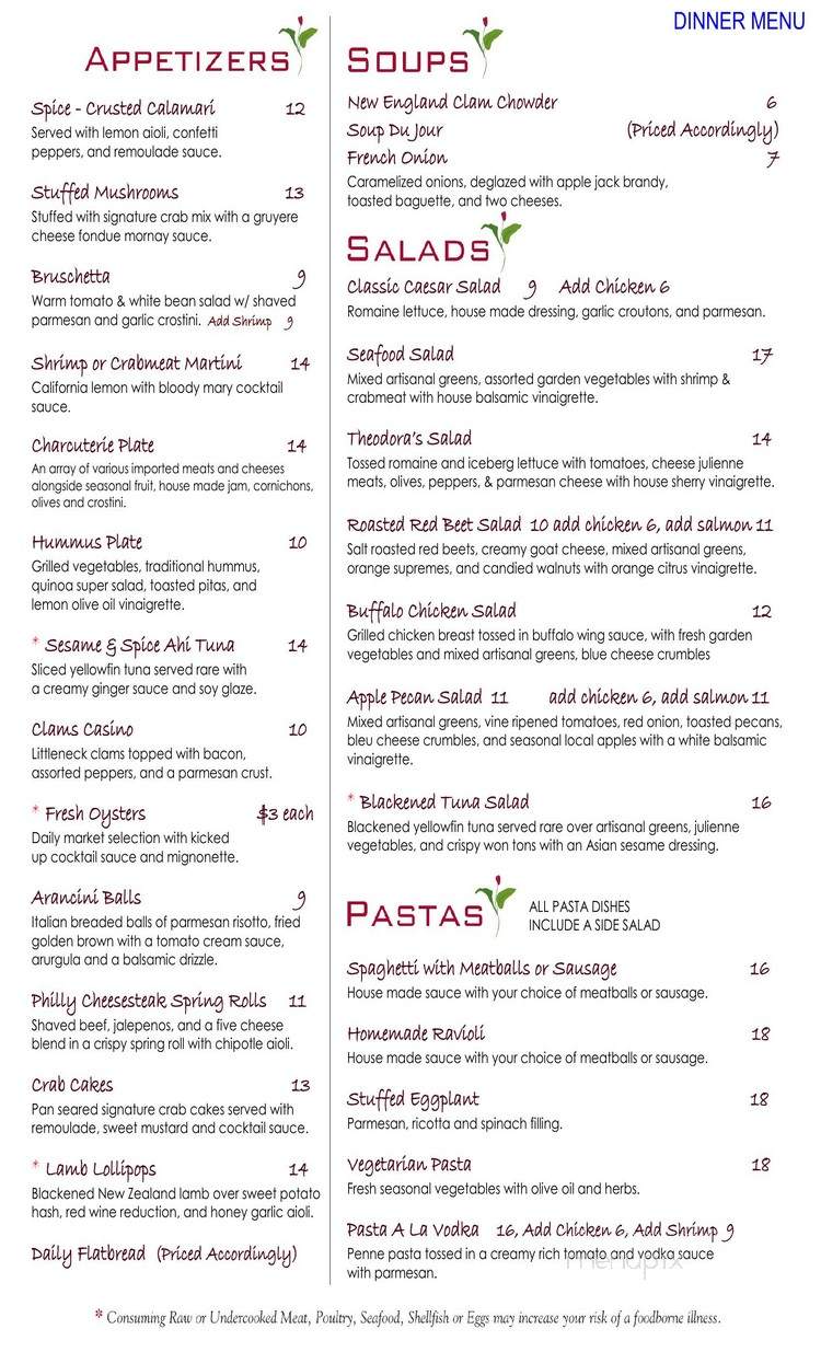 Theodora's - Drums, PA menu_pic