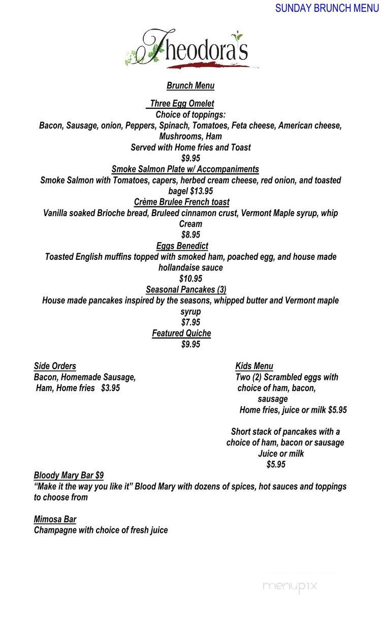 Theodora's - Drums, PA menu_pic