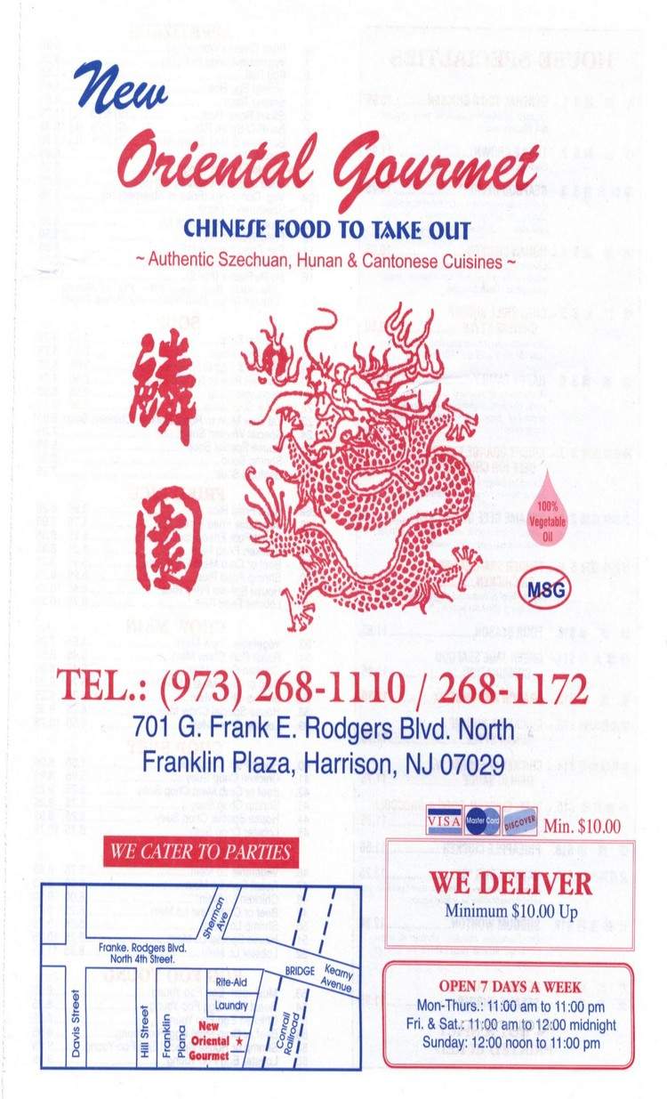 New Oriental Gourmet Kitchen - Harrison, NJ menu_pic