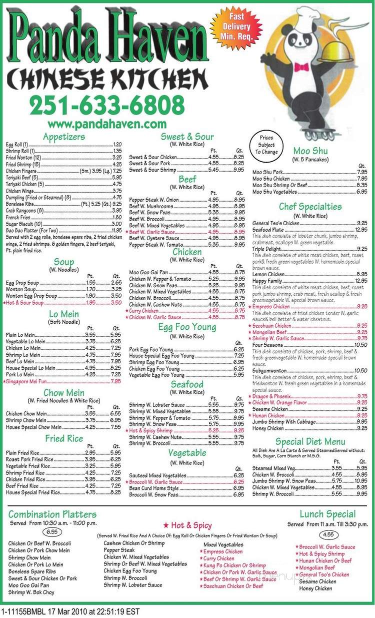 Catfish Cabin - Lucedale, MS menu_pic