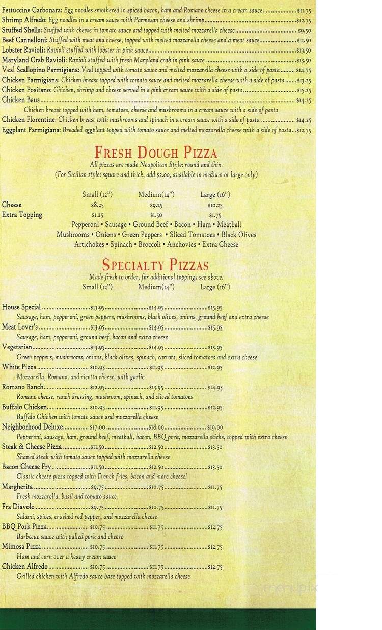 Ciro's Italian Pizzeria - Culpeper, VA menu_pic