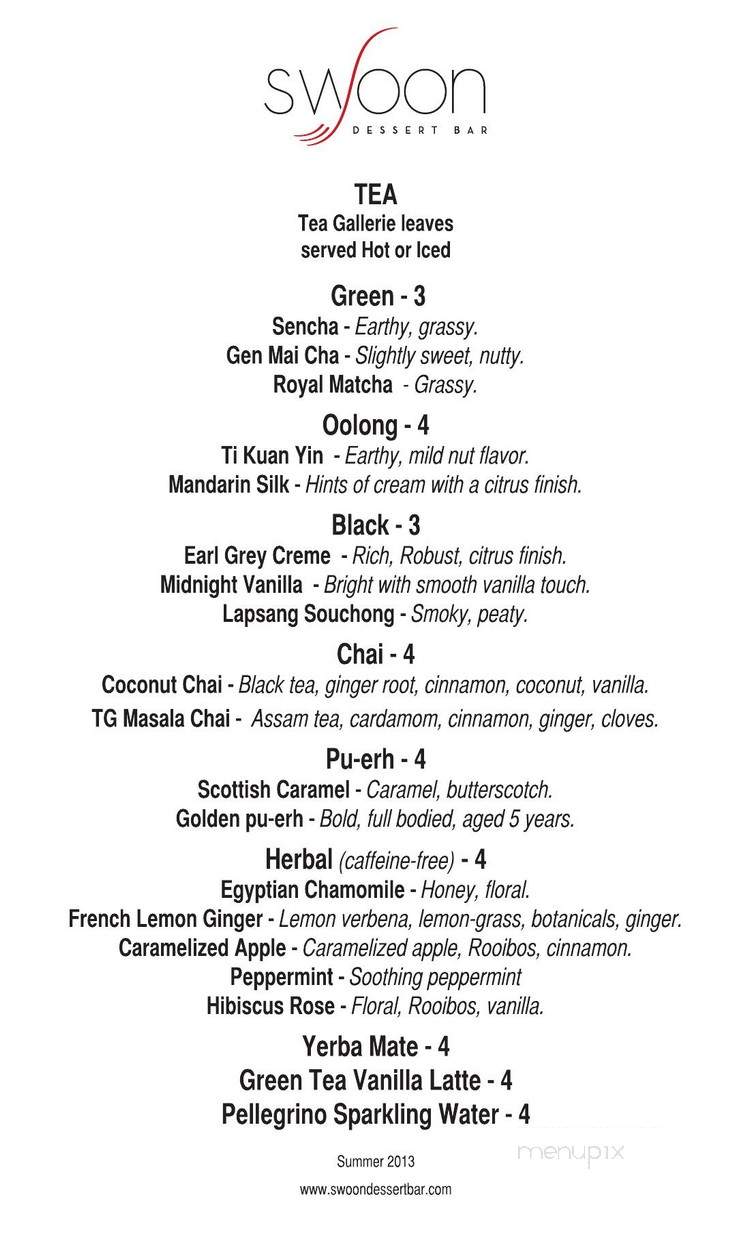 Swoon Dessert Bar - San Diego, CA menu_pic