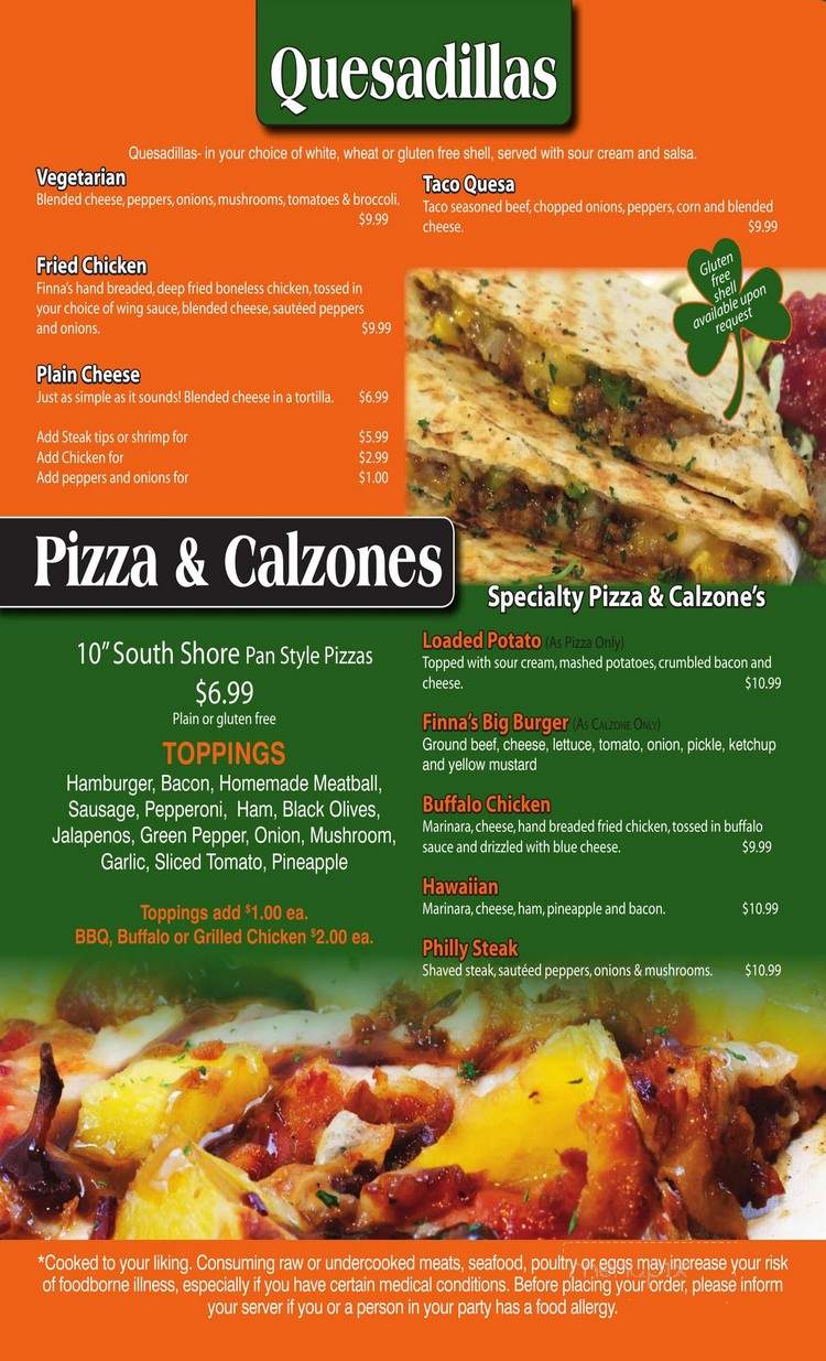 Finna's Tavern - Kingston, MA menu_pic
