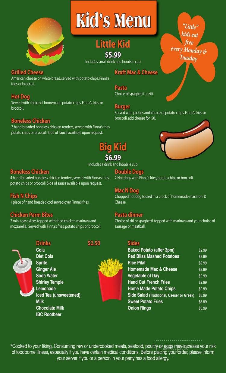 Finna's Tavern - Kingston, MA menu_pic