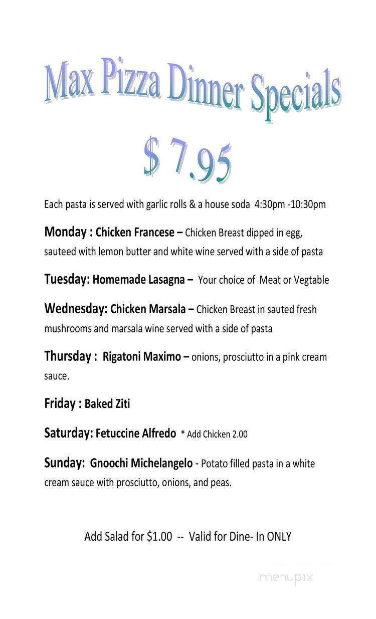 Max's Pizza Restaurant - Miami, FL menu_pic