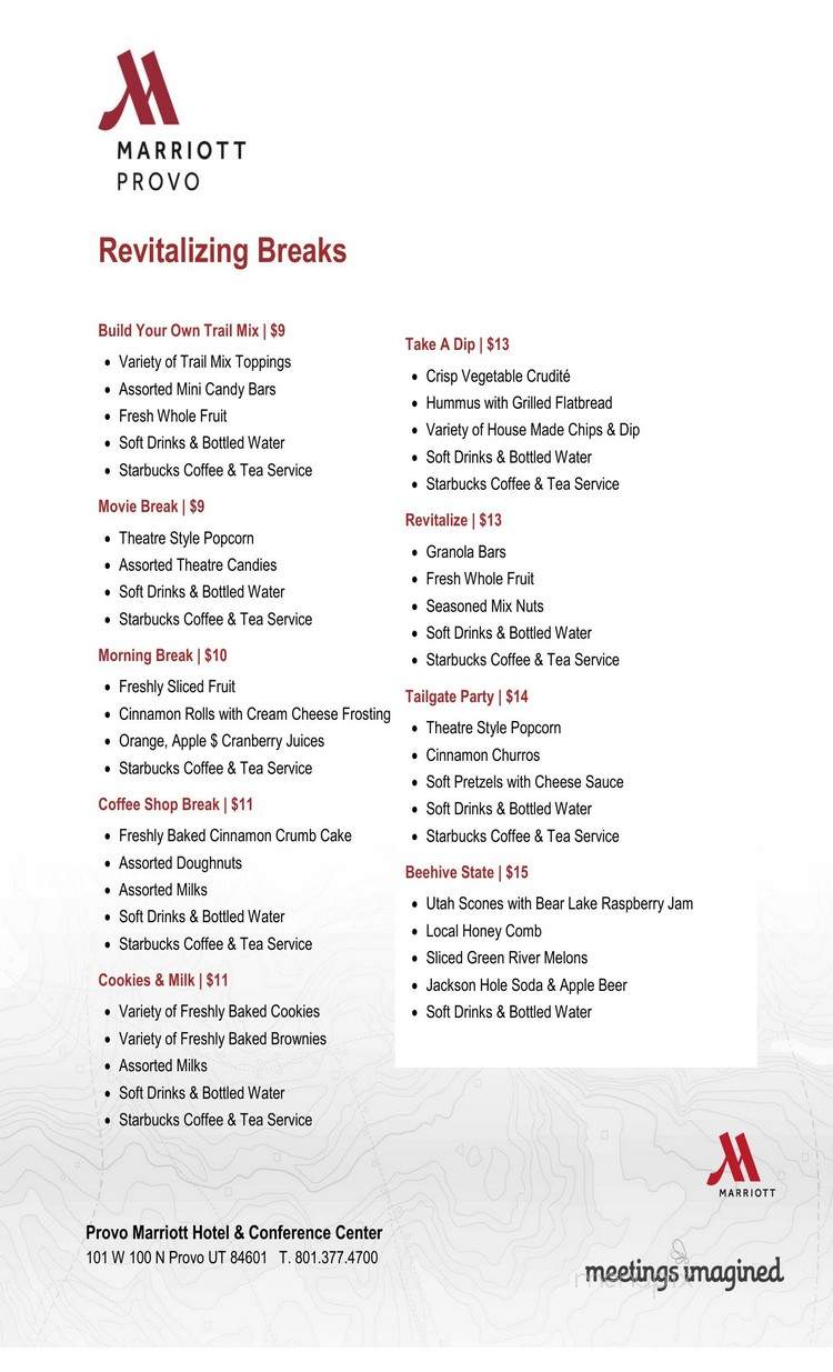 Marriott-Provo Hotel & Conf - Provo, UT menu_pic