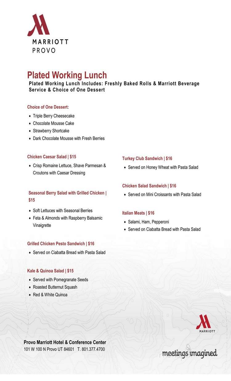 Marriott-Provo Hotel & Conf - Provo, UT menu_pic