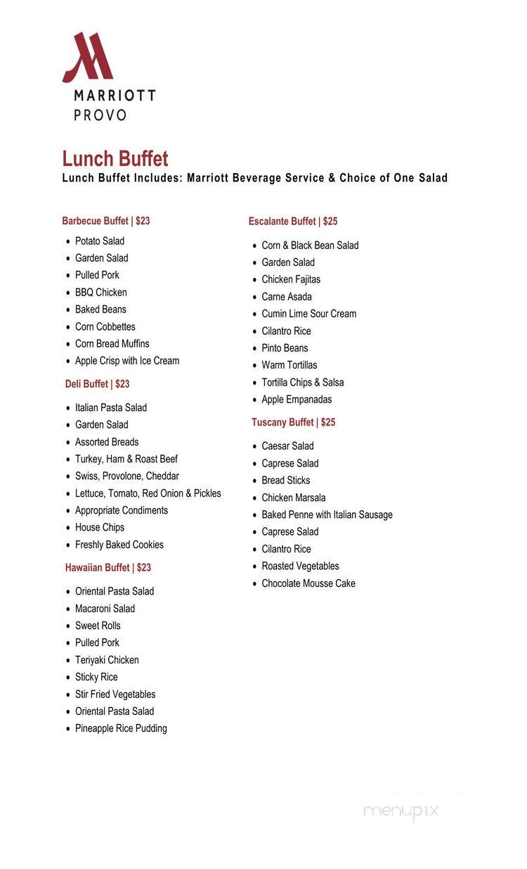 Marriott-Provo Hotel & Conf - Provo, UT menu_pic