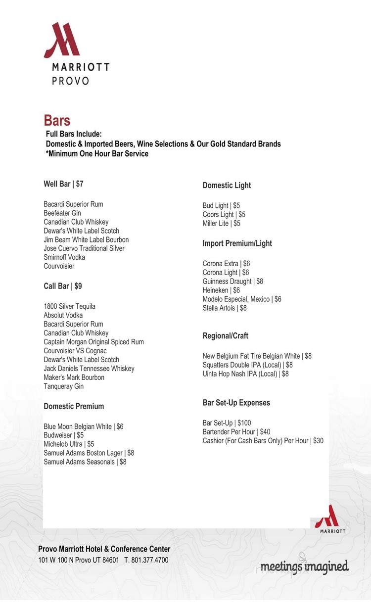 Marriott-Provo Hotel & Conf - Provo, UT menu_pic