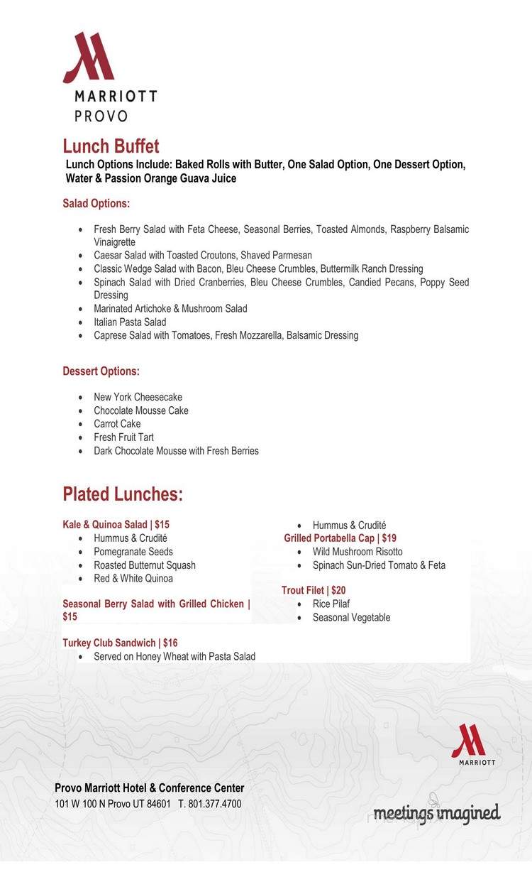 Marriott-Provo Hotel & Conf - Provo, UT menu_pic