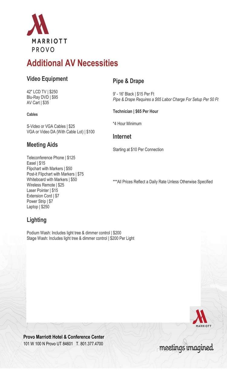Marriott-Provo Hotel & Conf - Provo, UT menu_pic