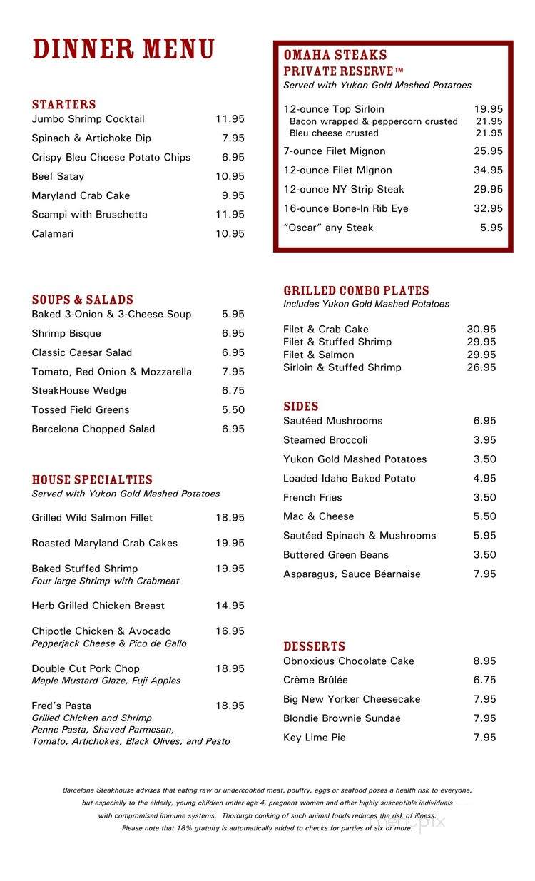 Barcelona Steakhouse & Bar - Miami, FL menu_pic
