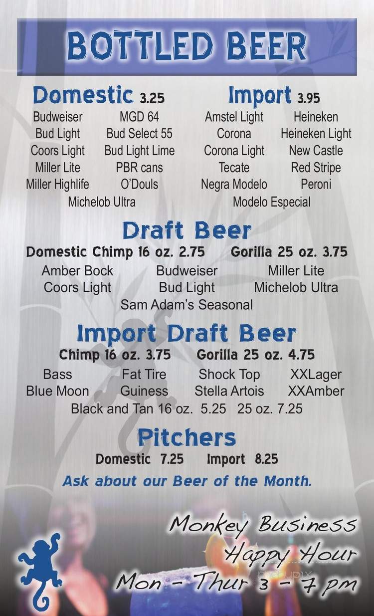 Bleu Monkey Grill NWA - Springdale, AR menu_pic