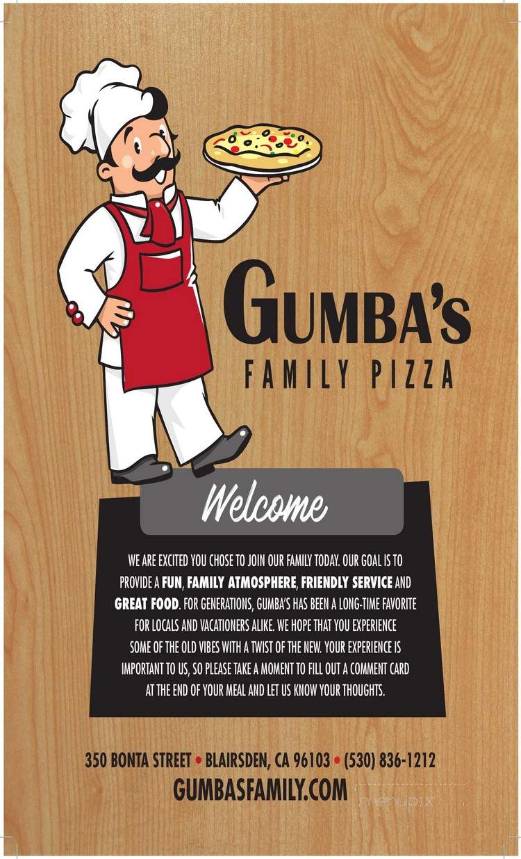 /5550258/Gumbas-Pizzeria-and-Grill-Menu-Blairsden-CA - Blairsden, CA