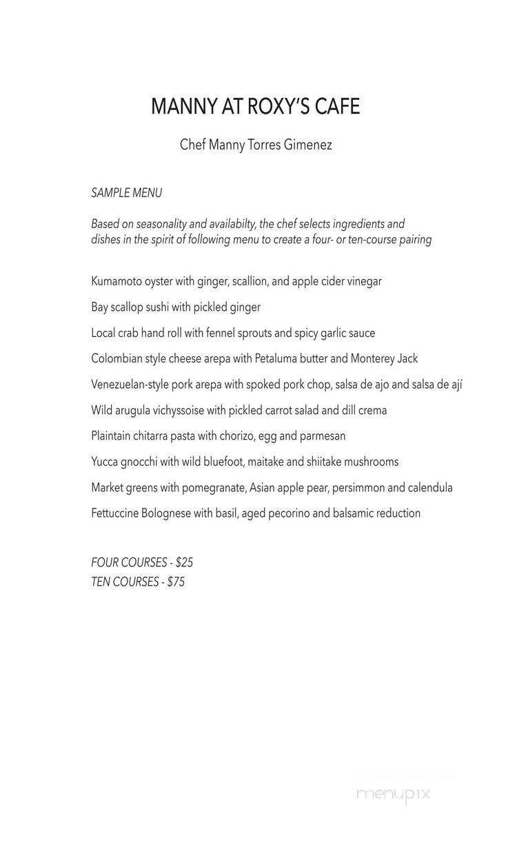 Roxy's Cafe - San Francisco, CA menu_pic