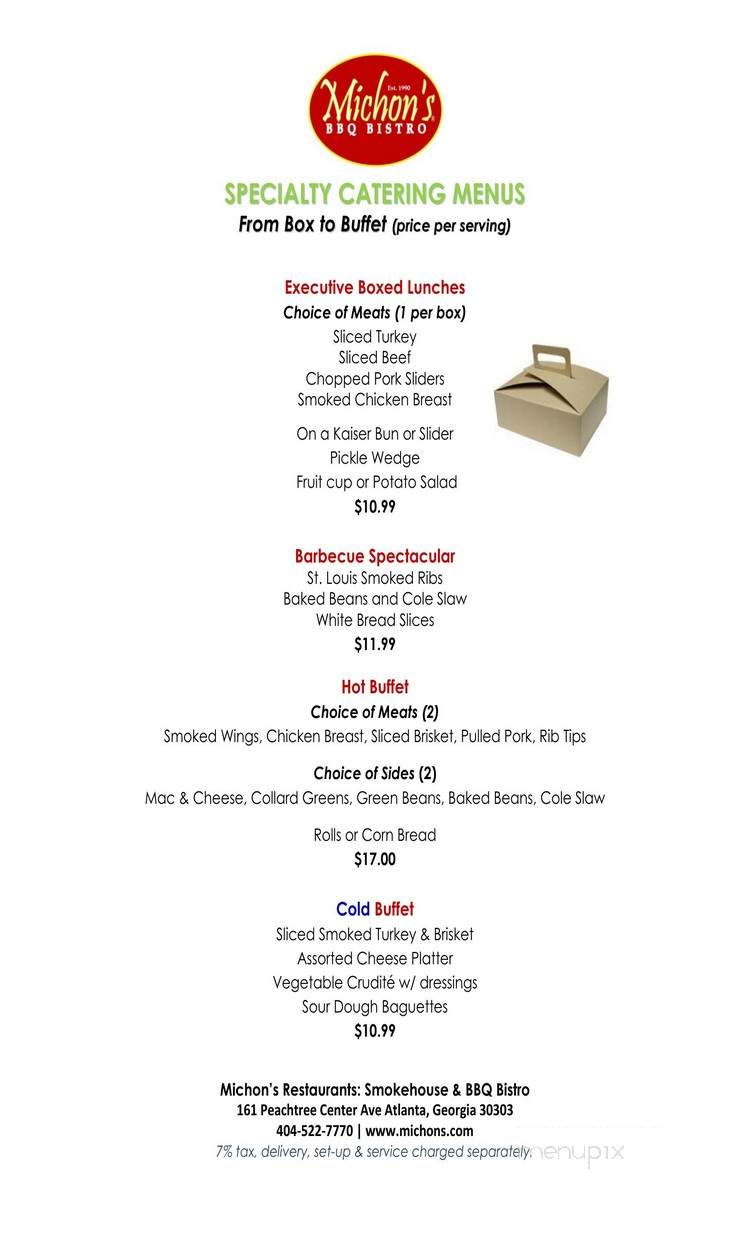 Michon's Smokehouse - Atlanta, GA menu_pic