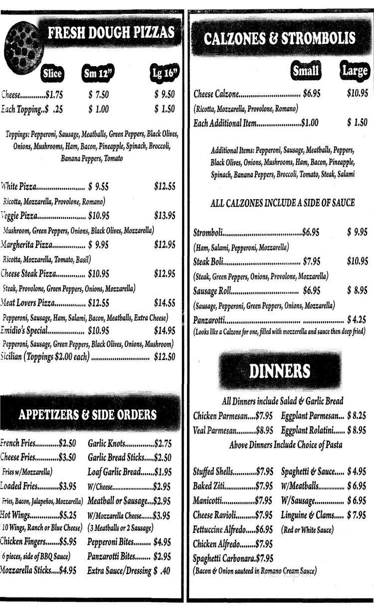 Cristiano's II Pizza & Pasta - Hudson, FL menu_pic
