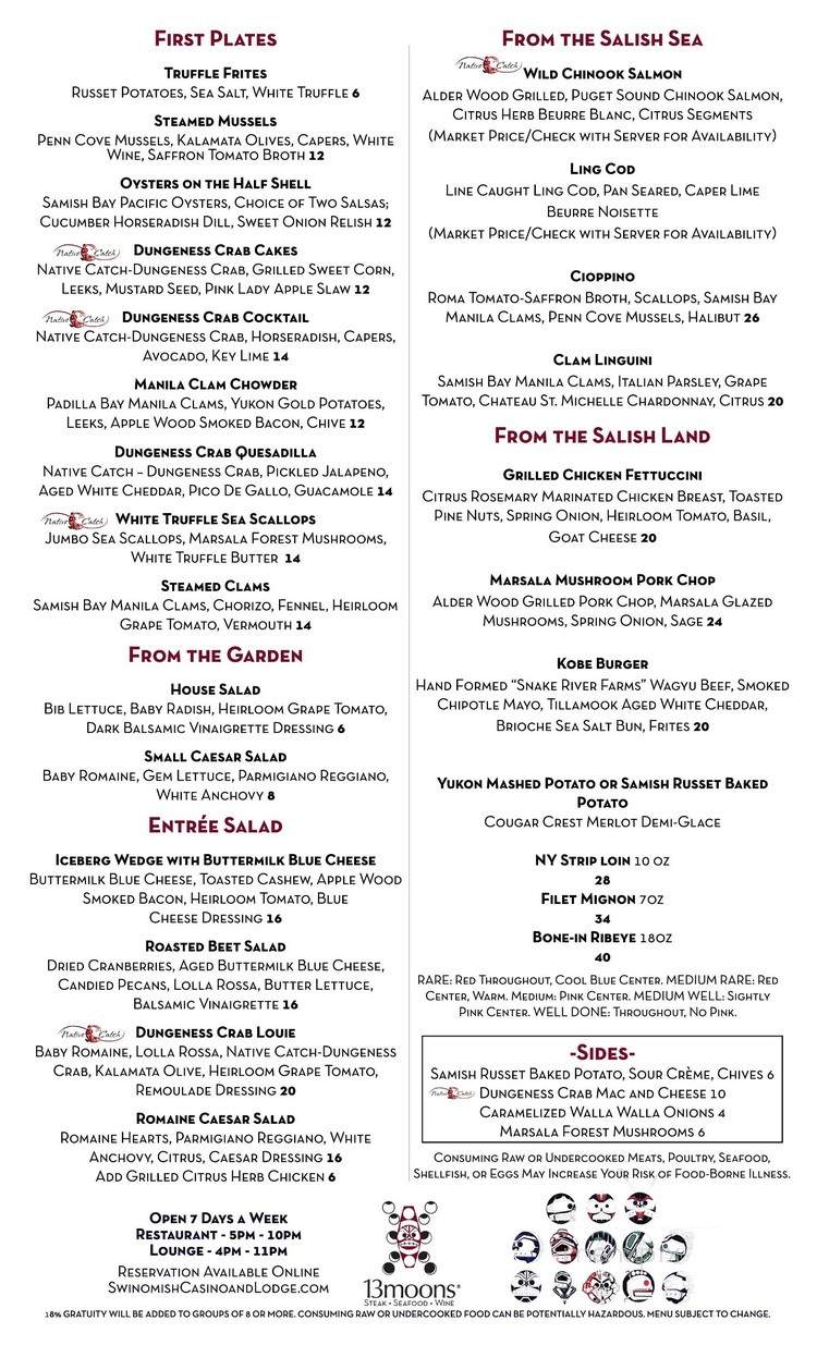 13moons at Swinomish Casino & Lodge - Anacortes, WA menu_pic