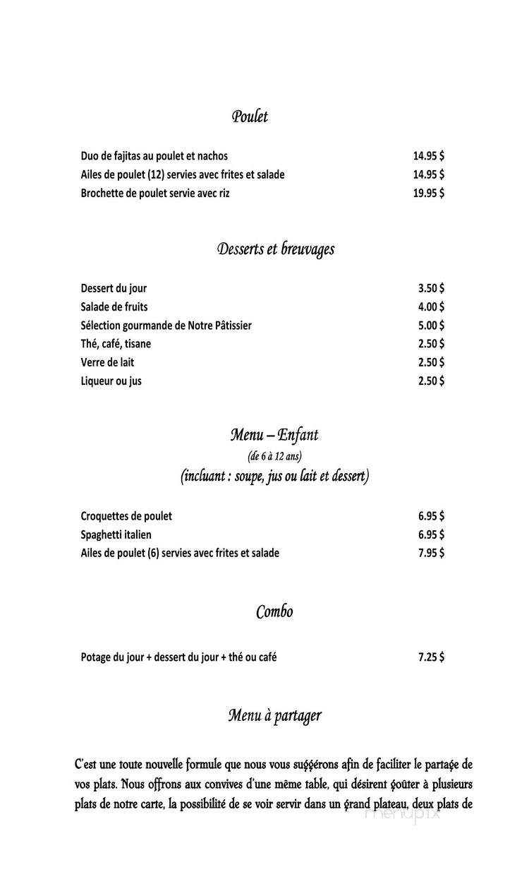 Le Campanile - Lac-Bouchette, QC menu_pic