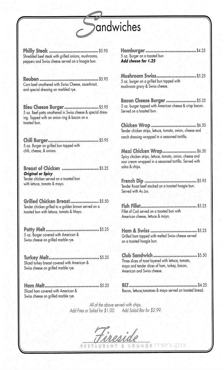 Fireside Restaurant & Lounge - Brookings, SD menu_pic